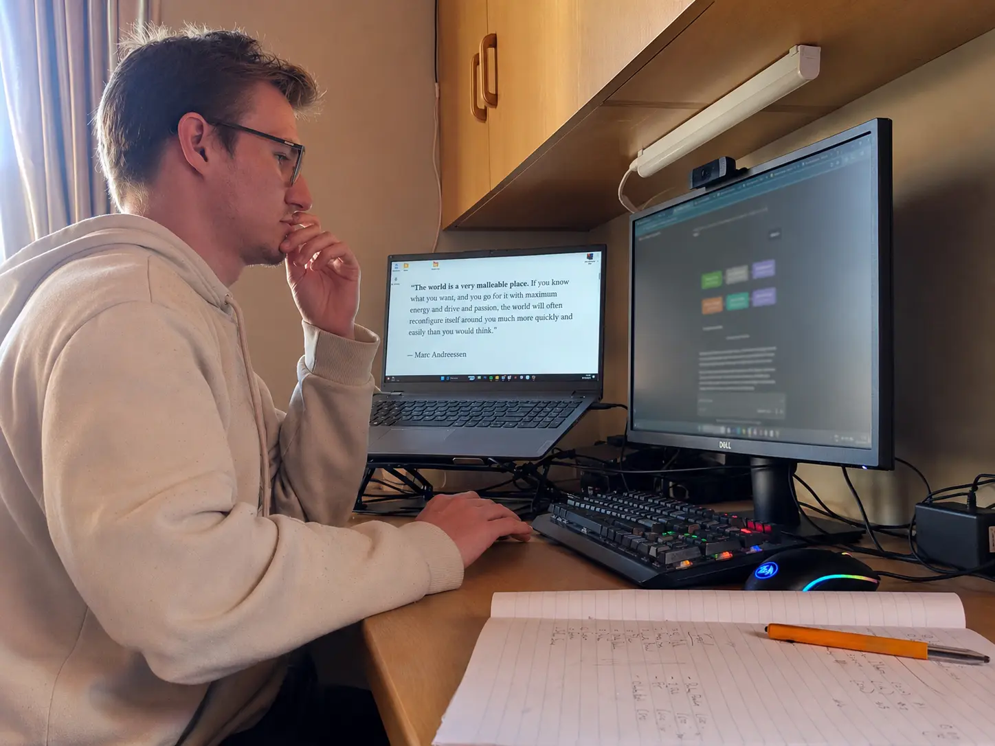 Eddie at his desk